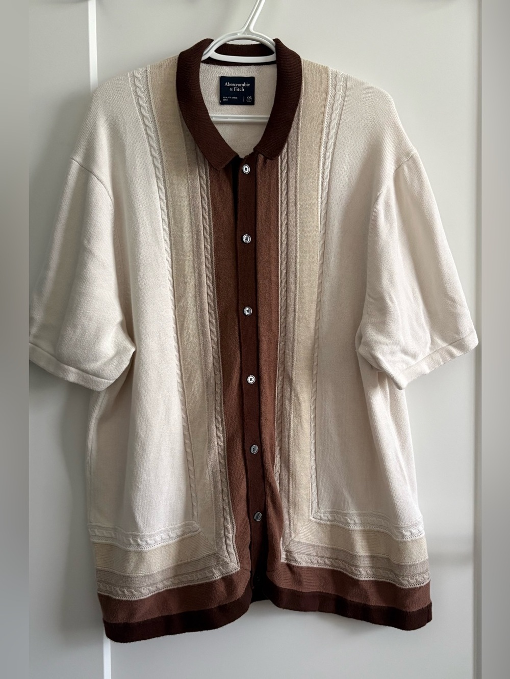 Abercrombie & Fitch Cream Knit Polo
